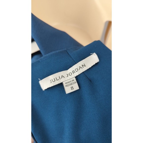 Julia Jordan Teal Handkerchief Dress Ruched Cap Sleeve Career Stretch 8 - Picture 9 of 10